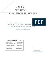 Riftvally University Colledge Hawassa: Factor Affecting The Performace Micro and Small Enterprise