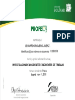 Certificado - Del - Curso Investigacion de Accidentes de Trabajo PDF