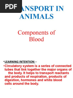 Transport in Animals - Components of Blood