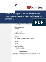 Tarea 2. Cuadro Sinóptico de Las Situaciones Relacionadas Con La Desviación Social