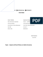 Impact of Fiscal Policy On Indian Economy