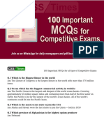 100 Important MCQs For All Type of Competitive Exams