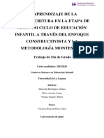 El Aprendizaje de La Lectoescritura en La Etapa de Segundo Ciclo de Educacion Infantil A Traves Del Enfoque Constructivista y La Metodologia Montessori PDF