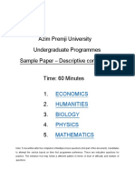 UG Question Paper Descriptive Component