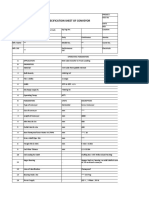 Technical Specification Sheet of Conveyor