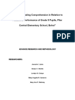 English Reading Comprehension in Relation To Academic Performance of Grade 5 Pupils, Pilar Central Elementary School, Bohol