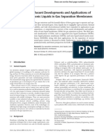 Recent Developments and Applications of Ionic Liquids in Gas Separation Membranes