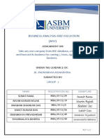 Business Analysis and Valuation (BAV) : Assignment On