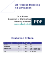 CHENG324 Process Modeling and Simulation: Dr. M. Rizwan Department of Chemical Engineering University of Bahrain