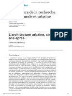 L'Architecture Urbaine, Cinquante Ans Après