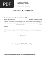 Constancia de Culminación: Formato de La Empresa