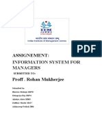 Assignement:: Information System For Managers