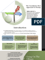 Presentati On Cover Title: The Good-Better-Best Approach To Pricing