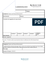 Master of Business Administration: Assignment Mark Sheet