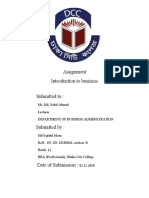 Assignment Introduction To Business Submitted To:: Mr. Md. Sohel Ahmed Lecturer Department of Business Administration