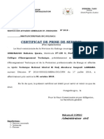 Certificat de Prise de Service: Administrateur Civil