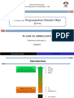 Cours de Programmation Orientée Objet (C++) : Pr. Said El Abdellaoui