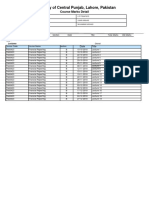 University of Central Punjab, Lahore, Pakistan: Course Marks Detail