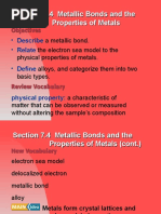 Section 7.4 Metallic Bonds and The Properties of Metals