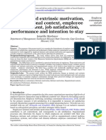 Intrinsic and Extrinsic Motivation, Organizational Context, Employee Contentment, Job Satisfaction, Performance and Intention To Stay