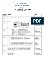 Mid-Term Assessment Term 1 Grade 6 Science Paper 1 Answer Key