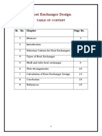 Heat Exchanger Design: Table of Content