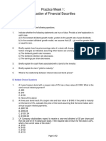 Practice Week 1: Valuation of Financial Securities: A. Short Answer Questions