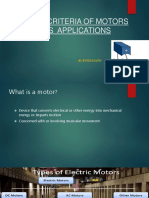 Selection Criteria of Motors For Various Applications: - by R.Prasanth