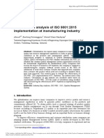 Effectiveness Analysis of ISO 9001:2015 Implementation at Manufacturing Industry