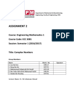 Assignment 2: Course: Engineering Mathematics 1 Course Code: ECC 3001 Session: Semester 1 (2016/2017)