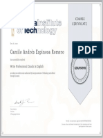 Camilo Andrés Espinosa Romero: Course Certificate