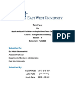 Term Paper On Applicability of Variable Costing in Short-Term Decision Making Course: Managerial Accounting Section: 1 Semester: Fall 2020