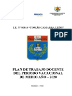 Plan de Trabajo Periodo Vacacional