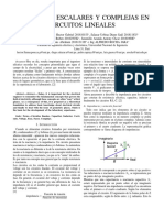 Informe de Laboratorio RELACIONES ESCALARES Y COMPLEJAS EN CIRCUITOS LINEALES