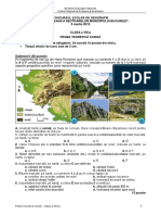 Subiect Olimpiada Geografie Clasa VIII Judeteana