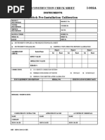 Construction Check Sheet Switch Pre-Installation Calibration I-002A