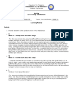 Learning Activity Activity: 1. Provide Answers To The Questions in The KWL Chart Below. K