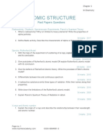 Atomic Structure: Past Papers Questions