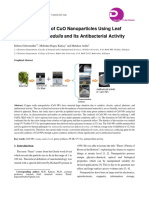 Green Synthesis of CuO Nanoparticles Using Leaf Extract of Catha Edulis and Its Antibacterial Activity