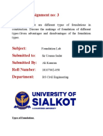 Assignment No: 3 Topic: Types of Foundations