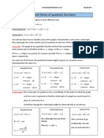 Different Forms of Quadratic Functions