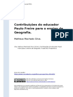 Matheus Machado Silva (2016) - Contribuicoes Do Educador Paulo Freire para o Ensino de Geografia