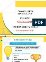 Information Technology (802) - Class 12 - Employability Skills - Entrepreneurial Skills