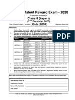 Fiitjee: Talent Reward Exam - 2020