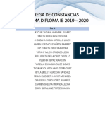 Lista de Estudiantes Entrega de Constancia Diploma Ib