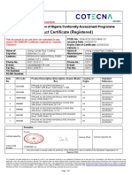 Product Certificate (Registered) : Standards Organisation of Nigeria Conformity Assessment Programme