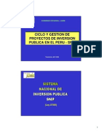 Ciclos y Gestión de Proyectos de Inversión Pública - SNIP