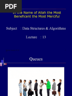 In The Name of Allah The Most Beneficent The Most Merciful: Subject: Data Structures & Algorithms