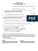 Computer Studies CH: 1 The Data Processing Cycle Revision Worksheet