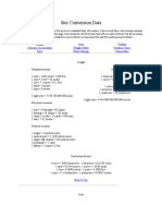 Site Conversion Data: Length Area Velocity / Acceleration Weight / Mass Pressure / Force Time Work / Energy Temperature